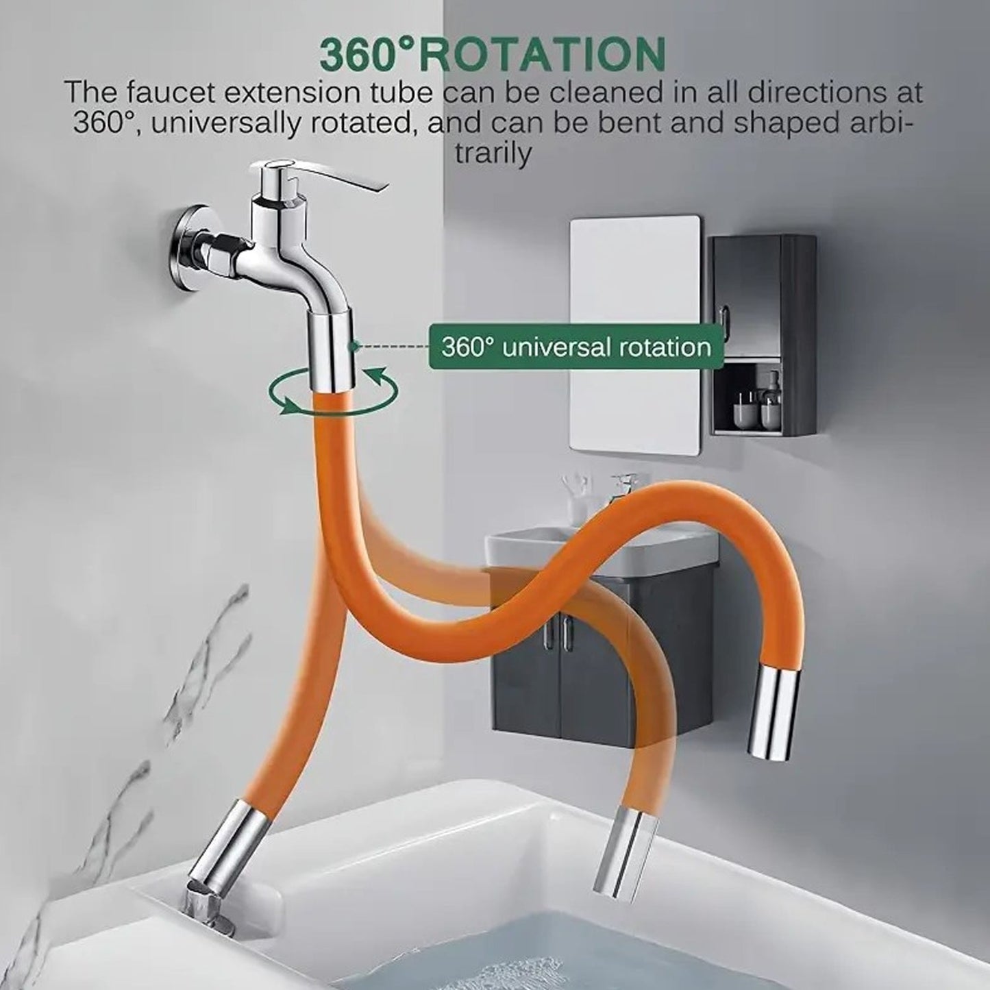 Flexible Water Tap Extender - 360° Adjustable Foaming Extension Tube Connector (46cm)