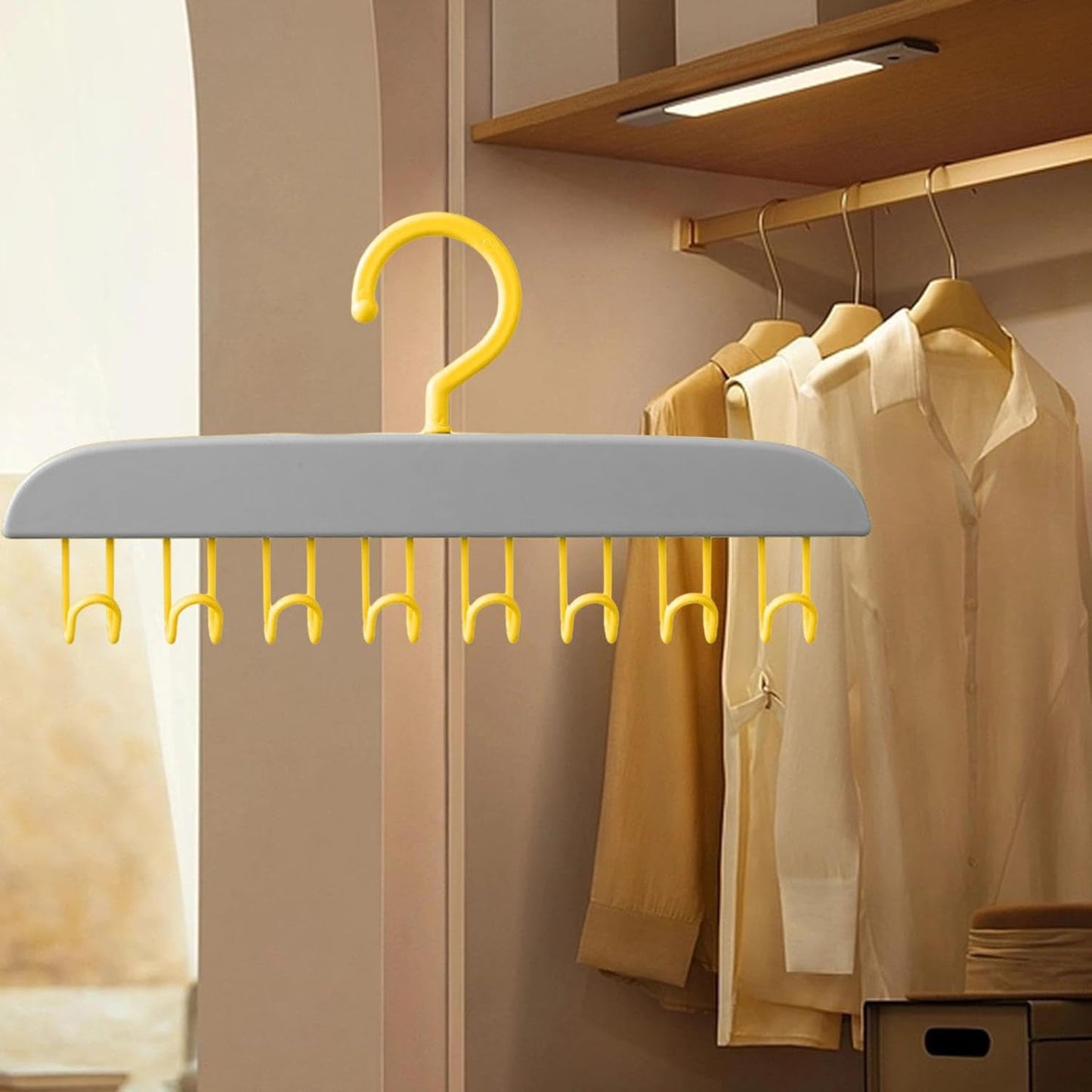 Plastic Organizer Hanger with 8 Hooks Heavy Duty Clothing Tank Top Belt Towel  (1 pc)
